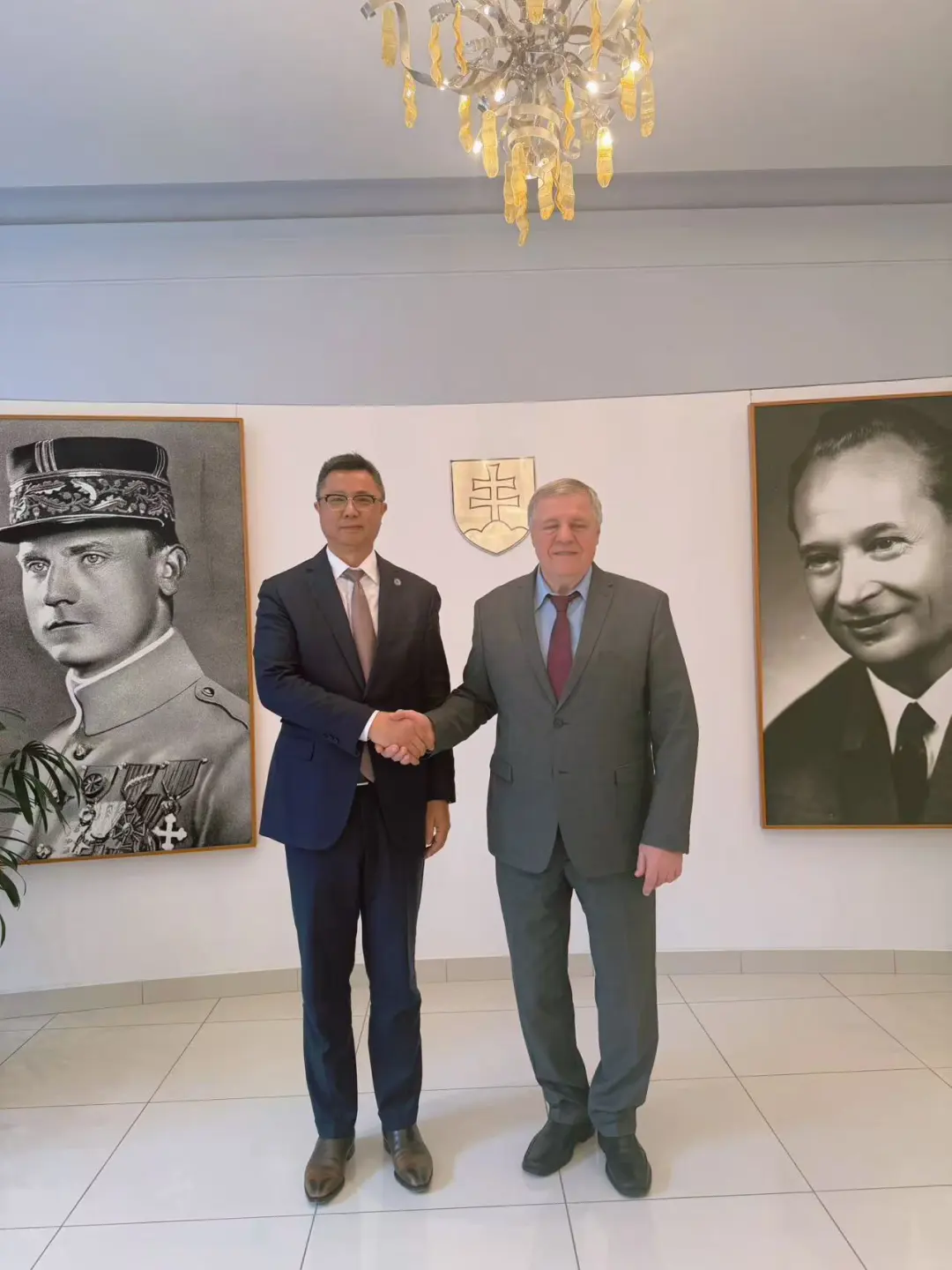 潘锋与斯洛伐克驻华大使莱齐亚克工作会谈 